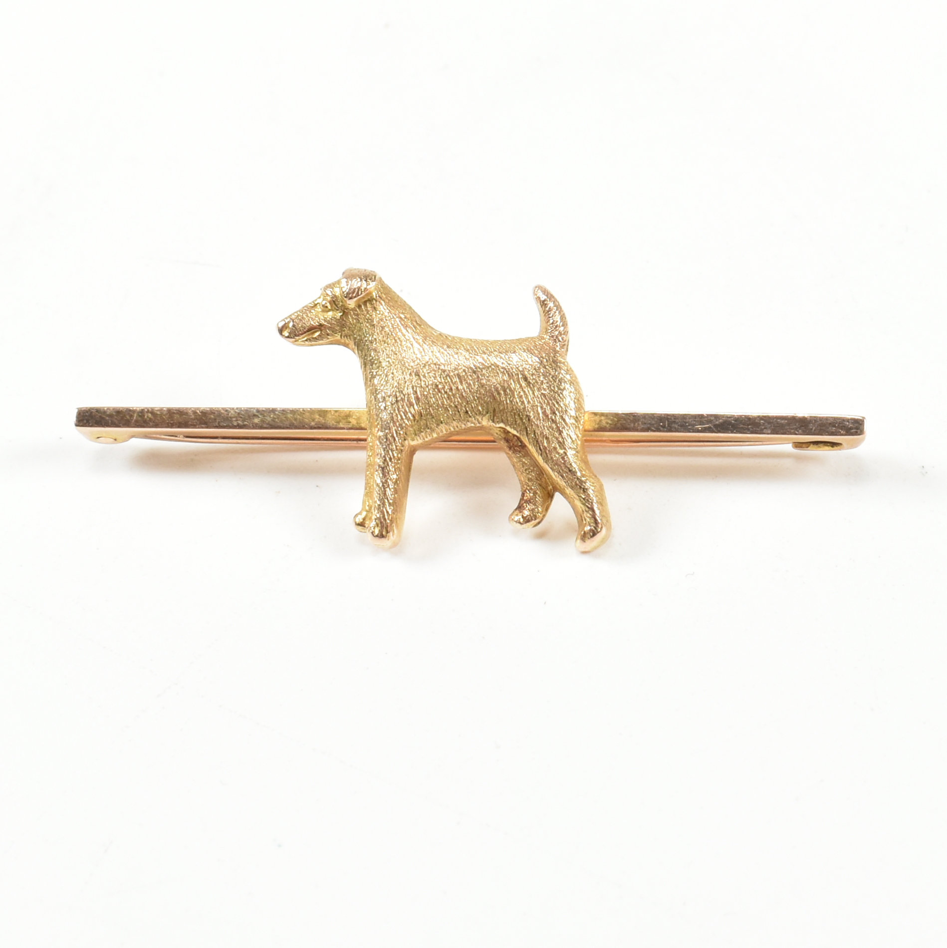 EARLY 20TH CENTURY 9CT GOLD TERRIER DOG BAR BROOCH PIN - Image 2 of 6