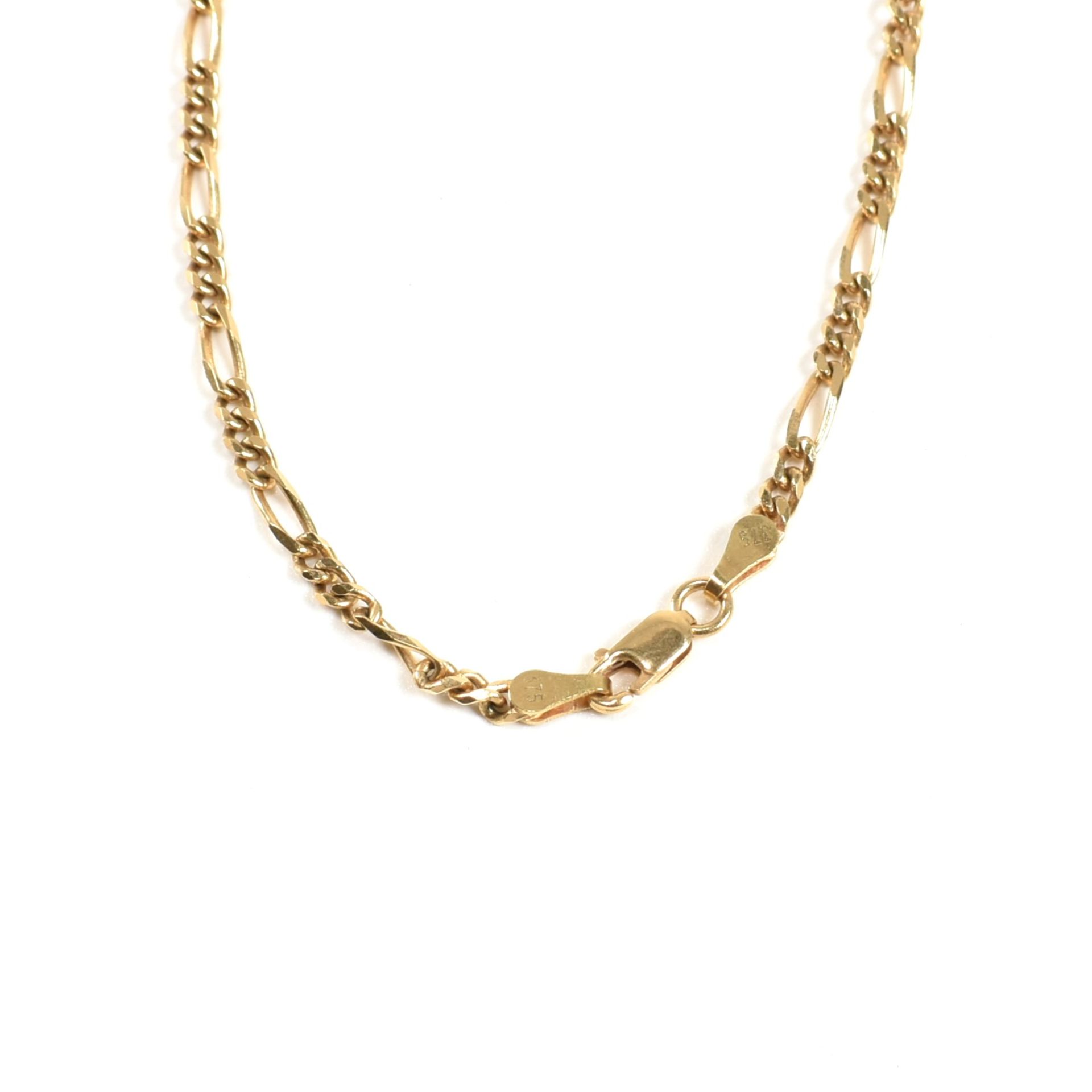 9CT GOLD FIGARO CHAIN LINK NECKLACE - Image 4 of 6