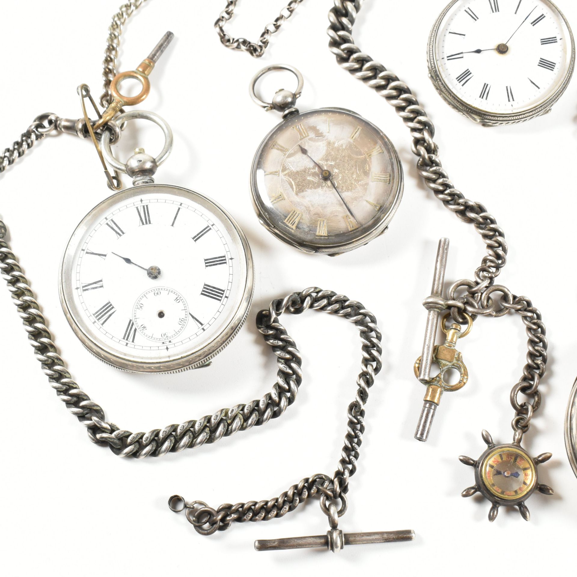 FIVE SILVER & WHITE METAL POCKET WATCHES - Image 2 of 6