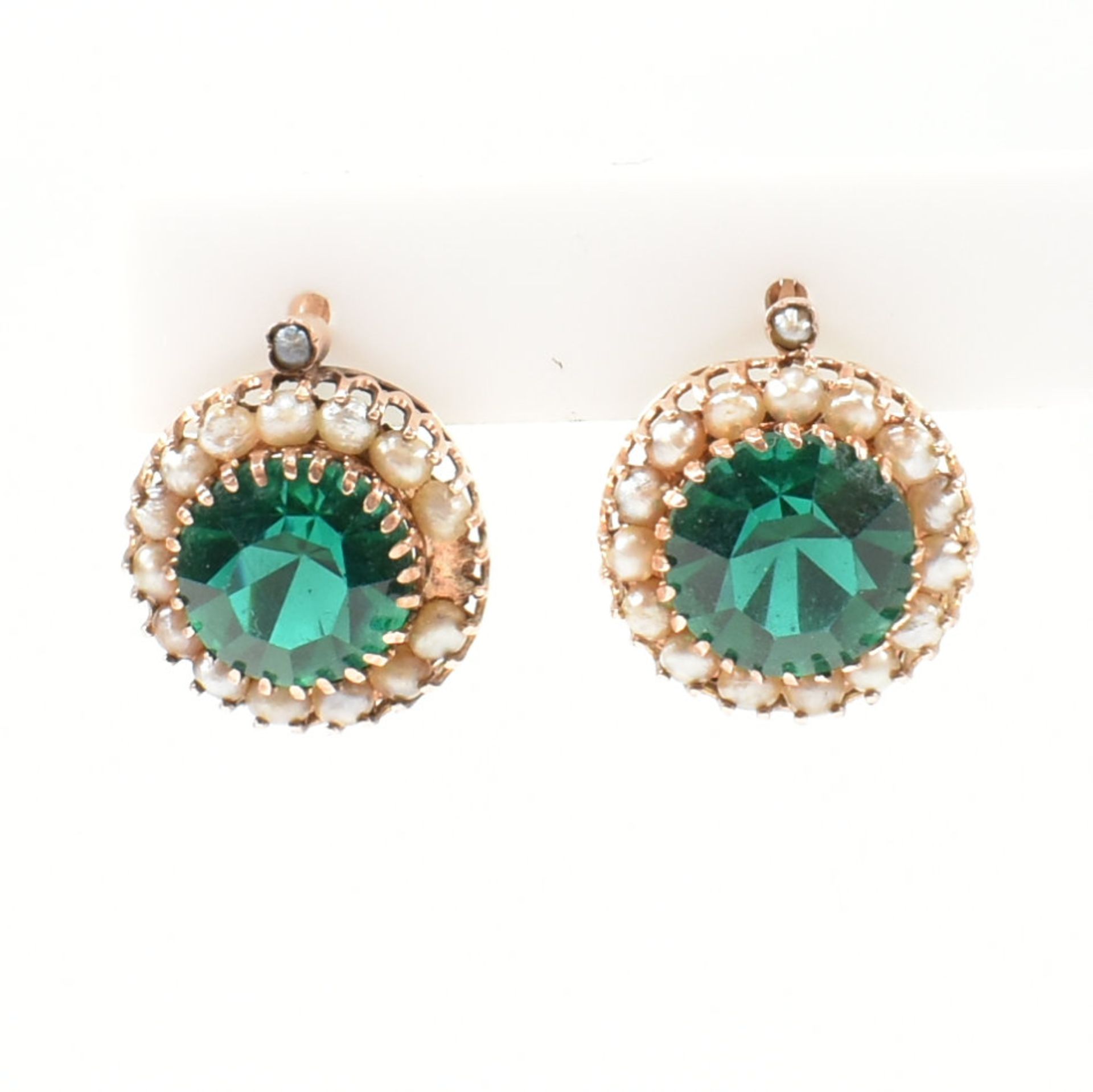 GOLD PEARL & GREEN PASTE EARRINGS - Image 5 of 7