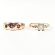 TWO HALLMARKED 9CT GOLD & GEM SET RINGS