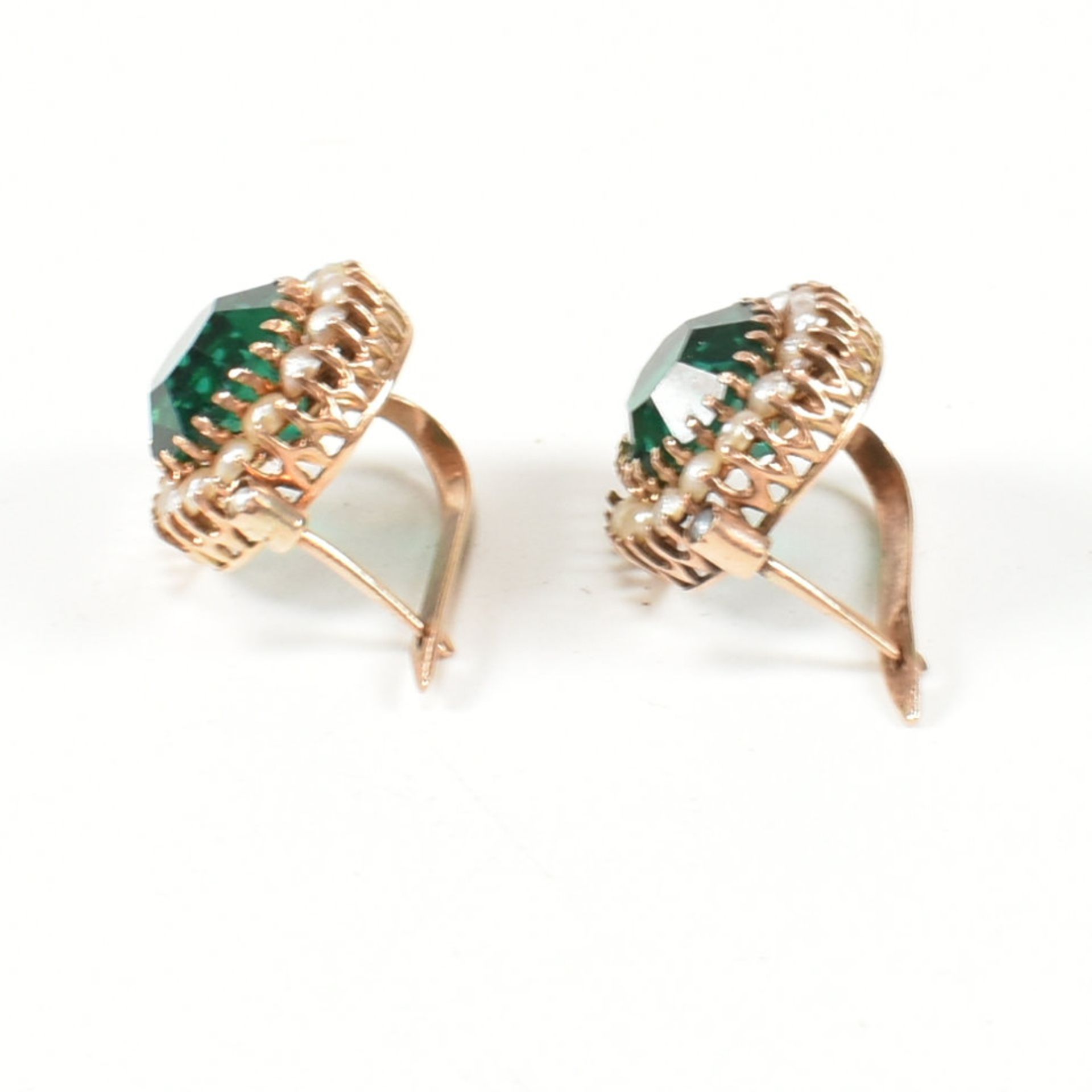 GOLD PEARL & GREEN PASTE EARRINGS - Image 2 of 7