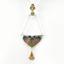 A 925 SILVER & ENAMEL SET DANISH STYLE PENDANT NECKLACE