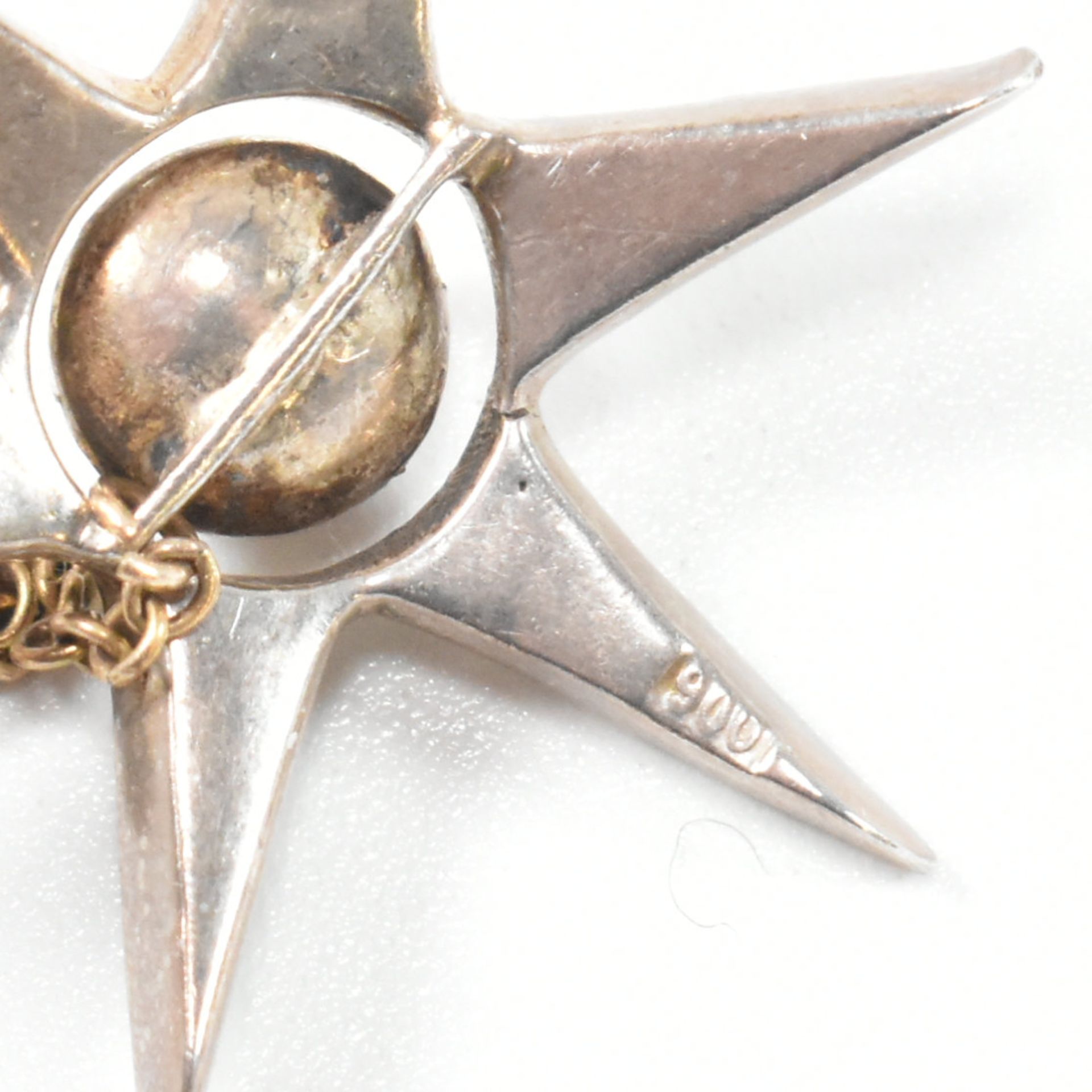 ANTIQUE SILVER & PASTE STAR BROOCH PIN - Image 7 of 7