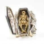 SILVER COFFIN LOCKET RING