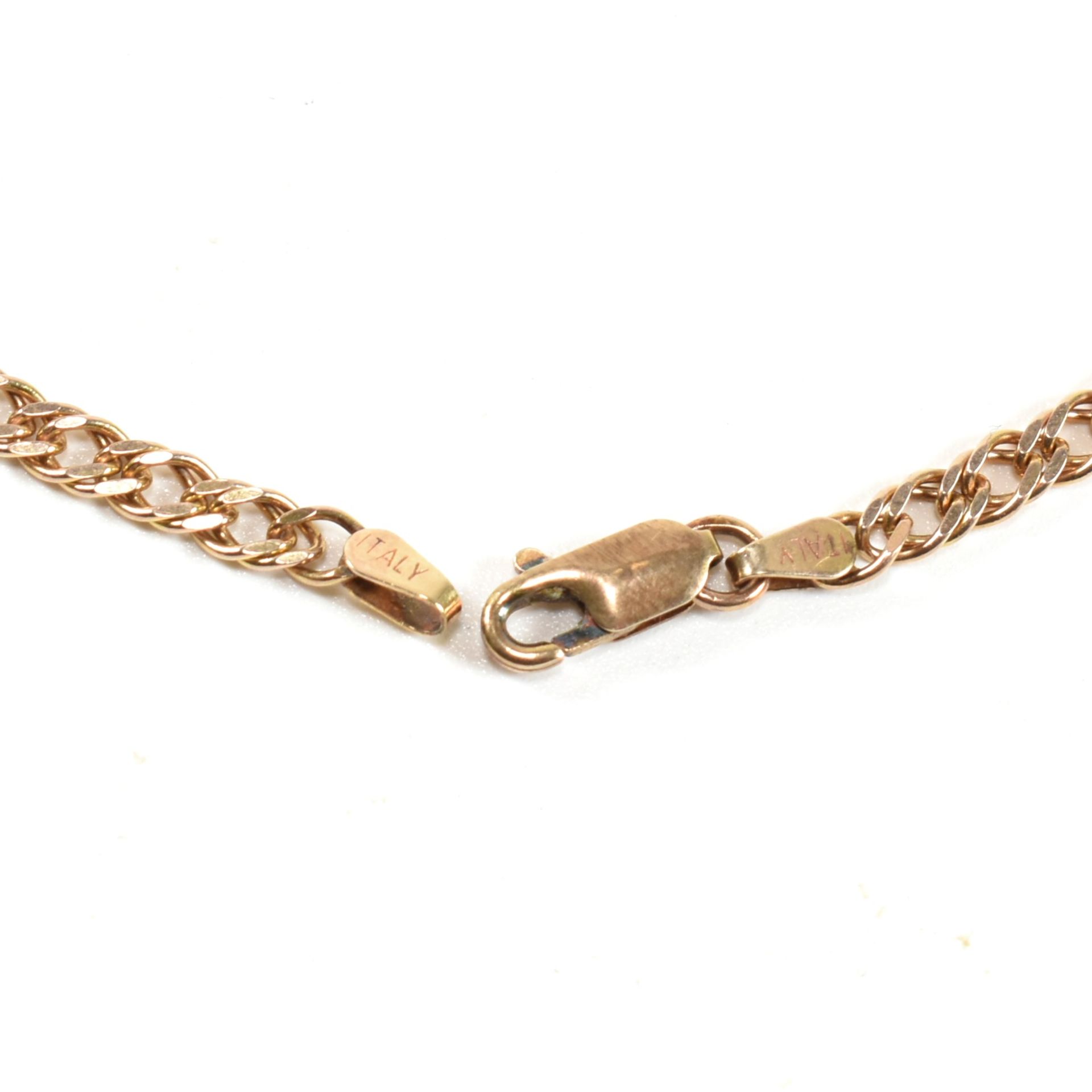 ITALIAN 9CT GOLD DOUBLE CURB LINK FANCY CHAIN NECKLACE - Image 5 of 5