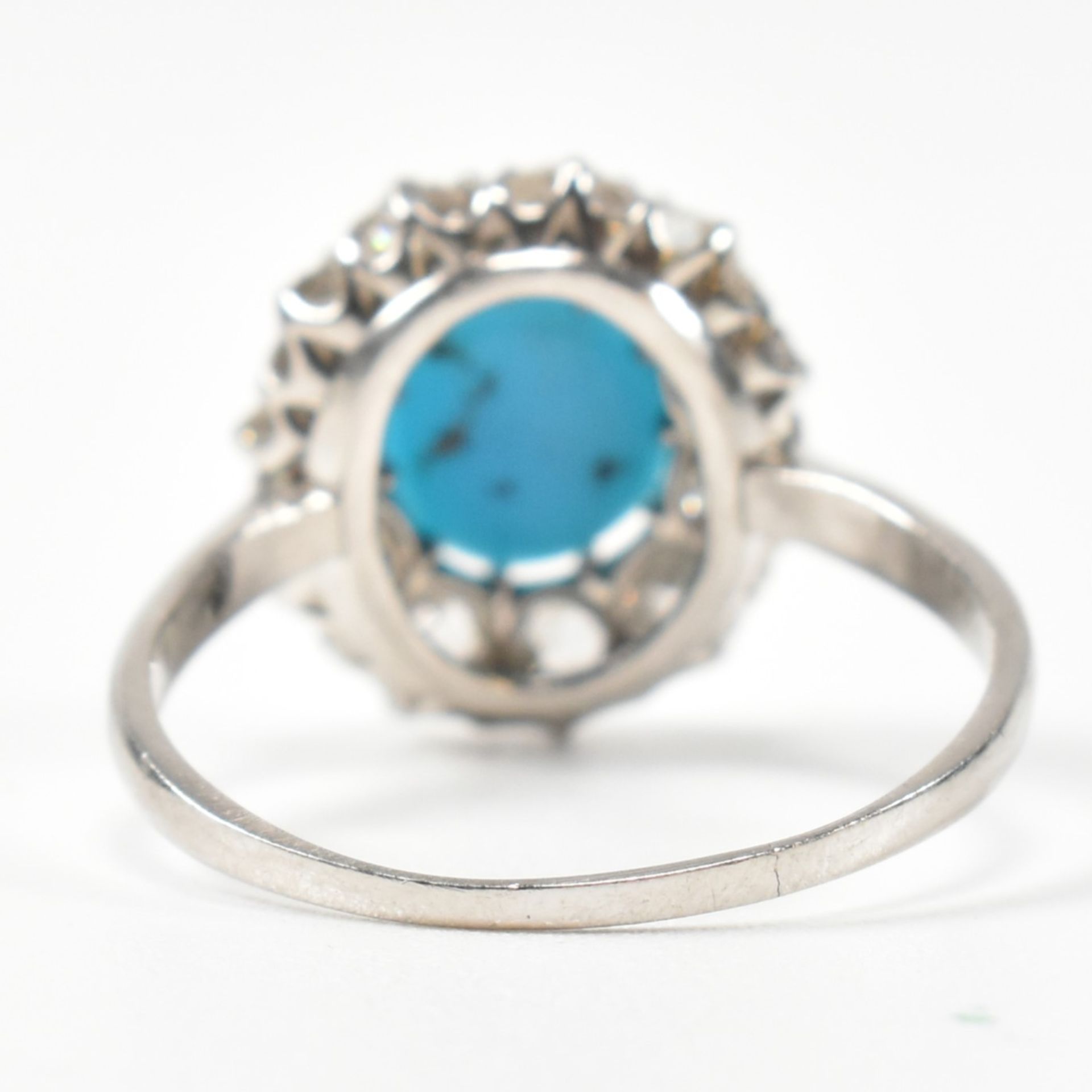 PLATINUM TURQUOISE & DIAMOND CLUSTER RING - Bild 3 aus 8