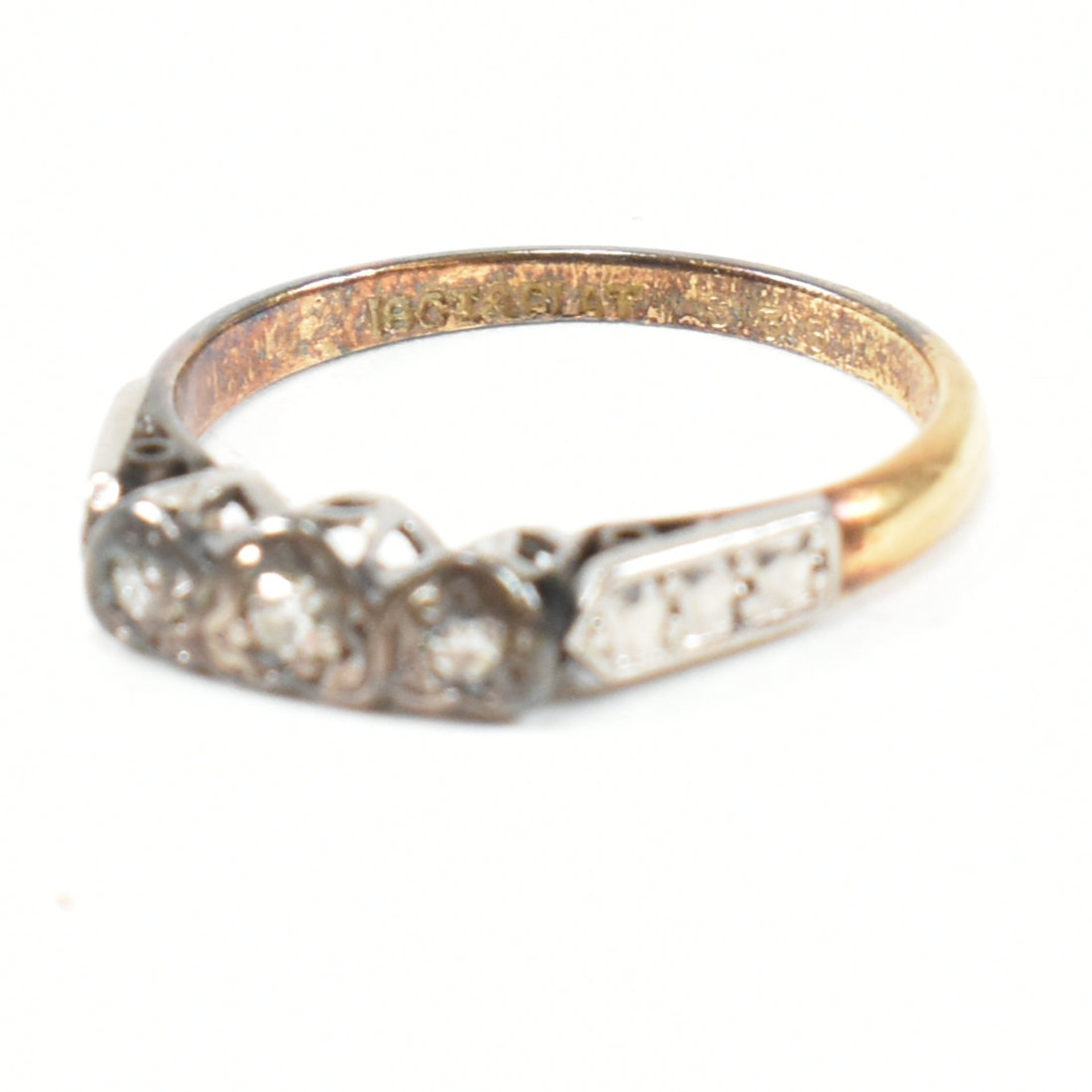 18CT GOLD & PLATINUM DIAMOND TRIPLE HEART RING - Image 6 of 7