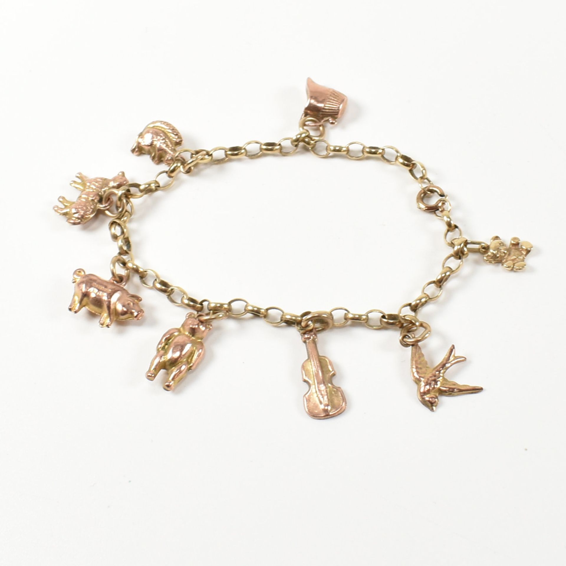 HALLMARKED 9CT GOLD CHARM BRACELET