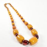 20TH CENTURY YELLOW & CHERRY BAKELITE BEAD NECKLACE