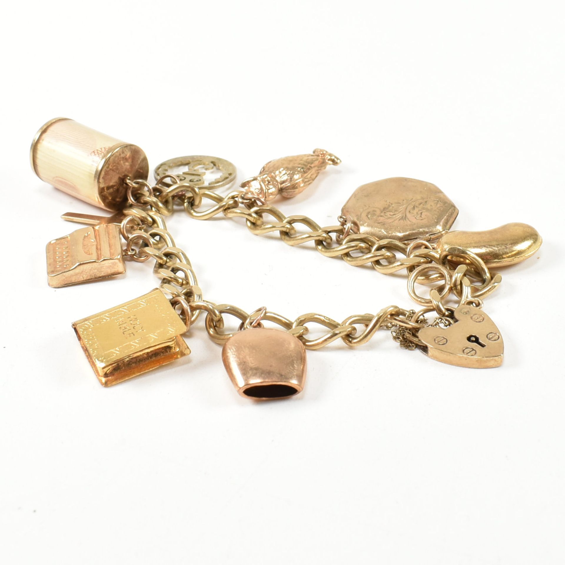 HALLMARKED 9CT GOLD CHARM BRACELET - Image 4 of 9