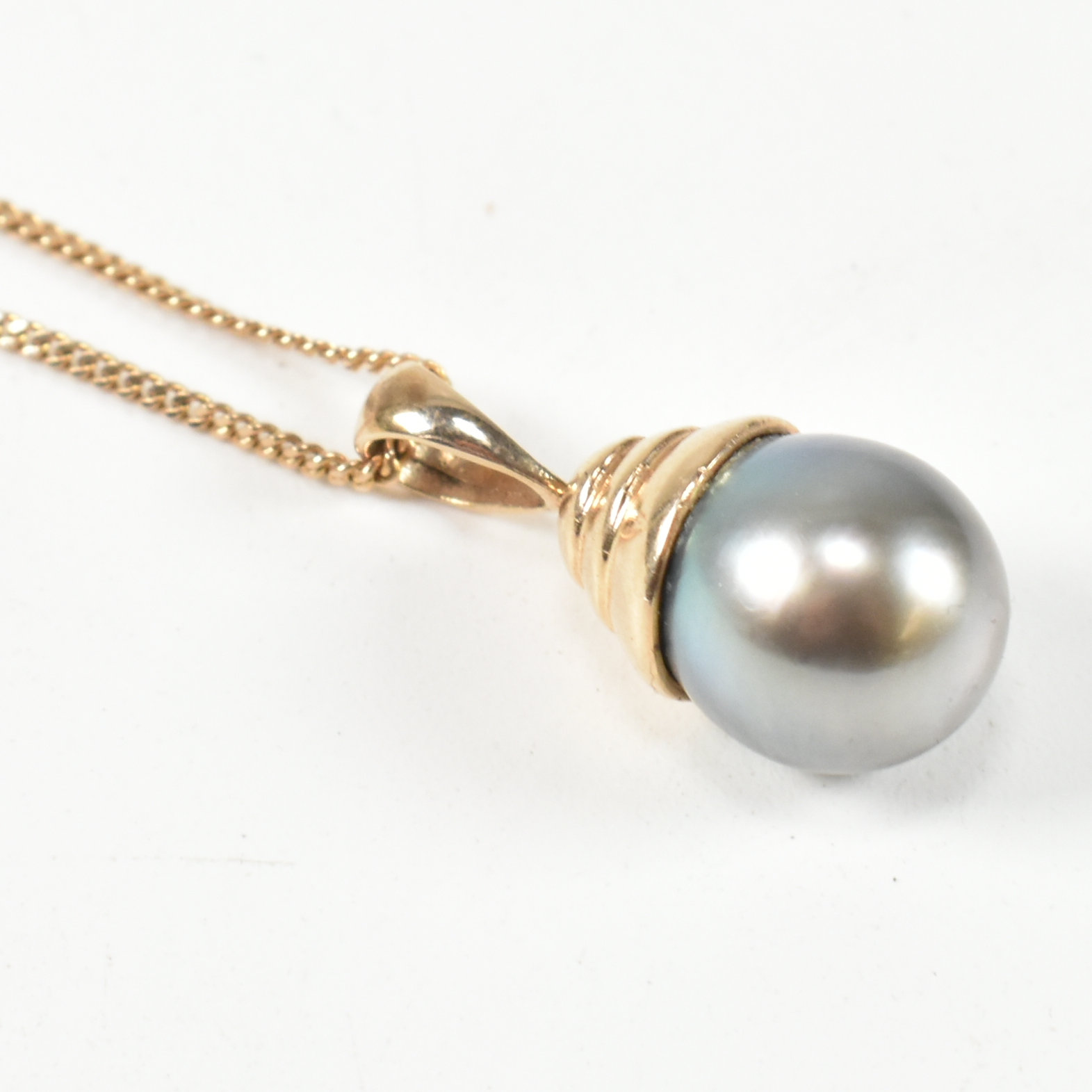 HALLMARKED 9CT GOLD & BLACK PEARL PENDANT NECKLACE - Image 3 of 5