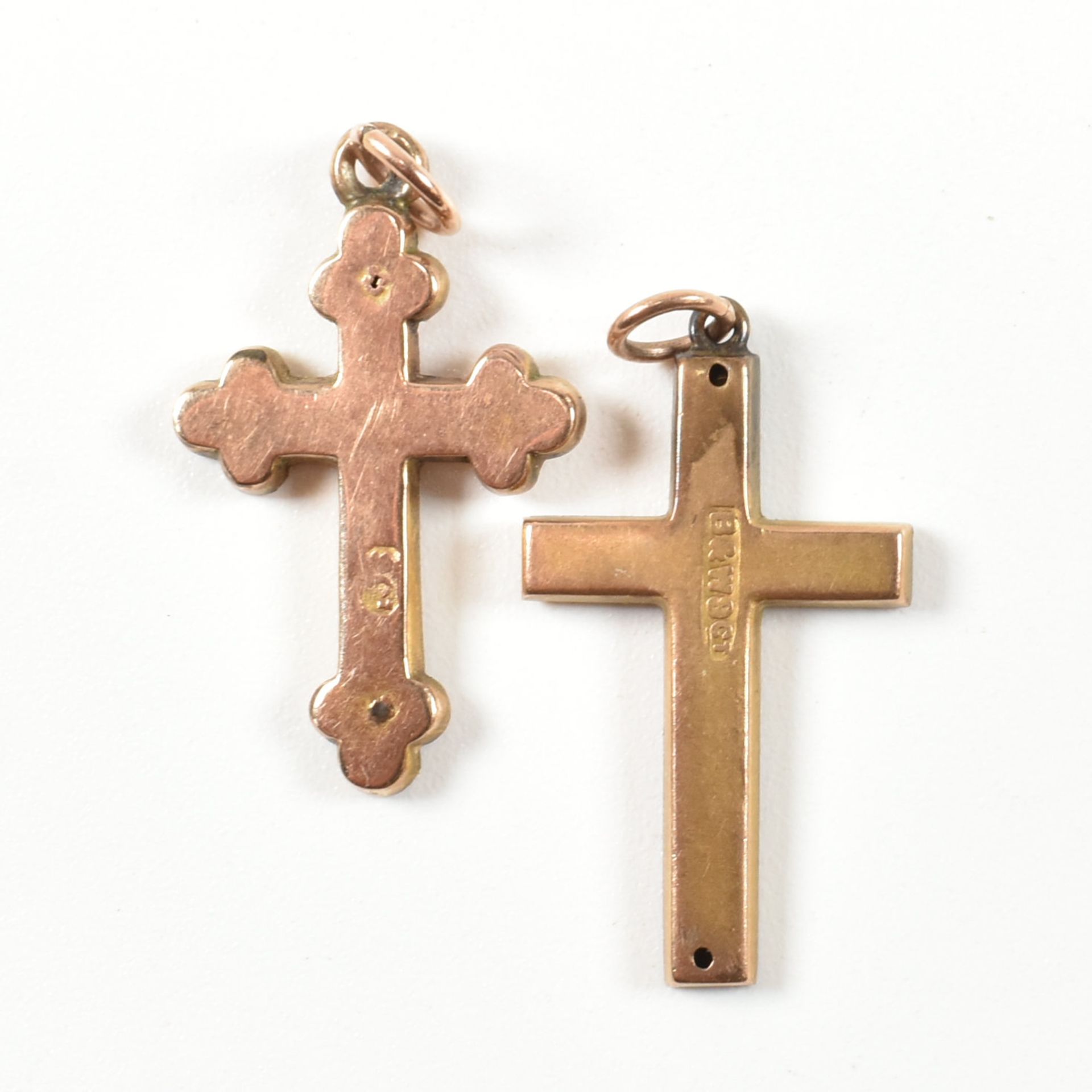 TWO 9CT GOLD CROSS NECKLACE PENDANTS - Image 2 of 5