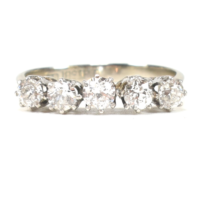 18CT WHITE GOLD & PLATINUM DIAMOND FIVE STONE RING - Image 8 of 8