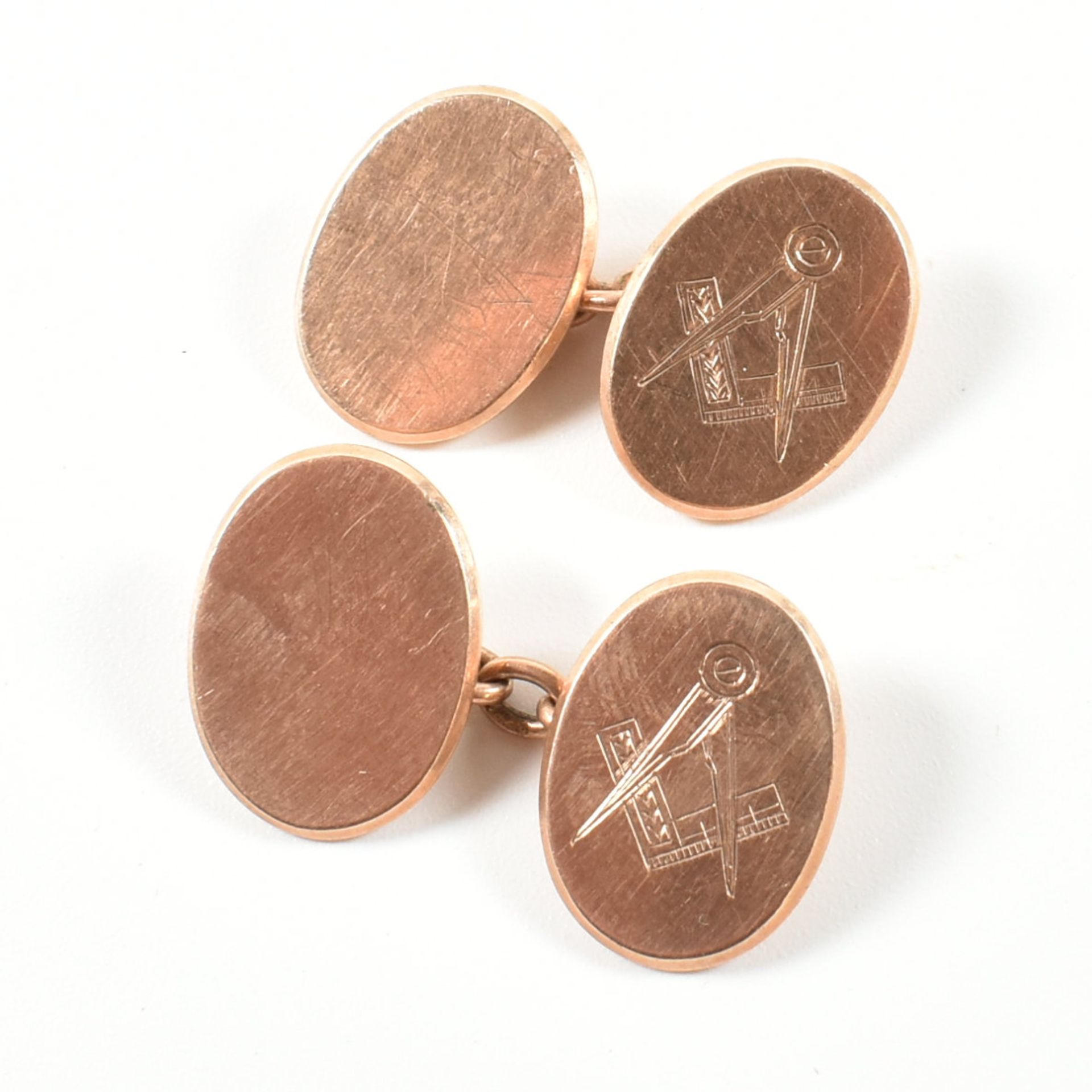 EARLY 20TH CENTURY HALLMARKED 9CT GOLD MASONIC CUFFLINKS