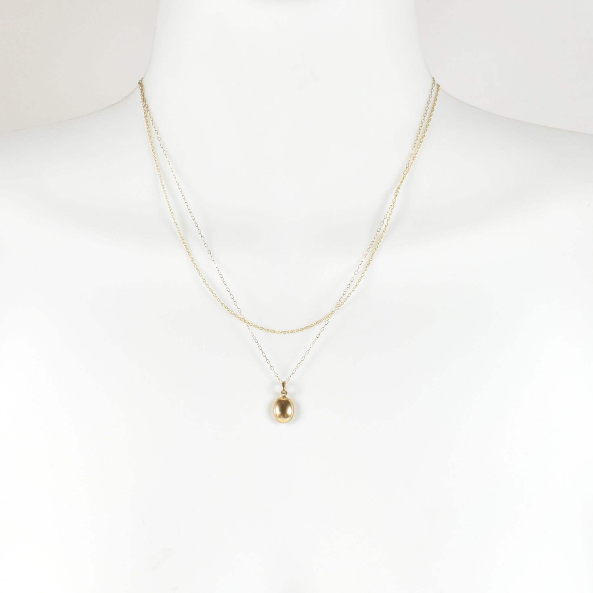 9CT GOLD COFFEE BEAN PENDANT NECKLACE & EARRING SUITE & 9CT GOLD CHAIN NECKLACE - Image 3 of 9