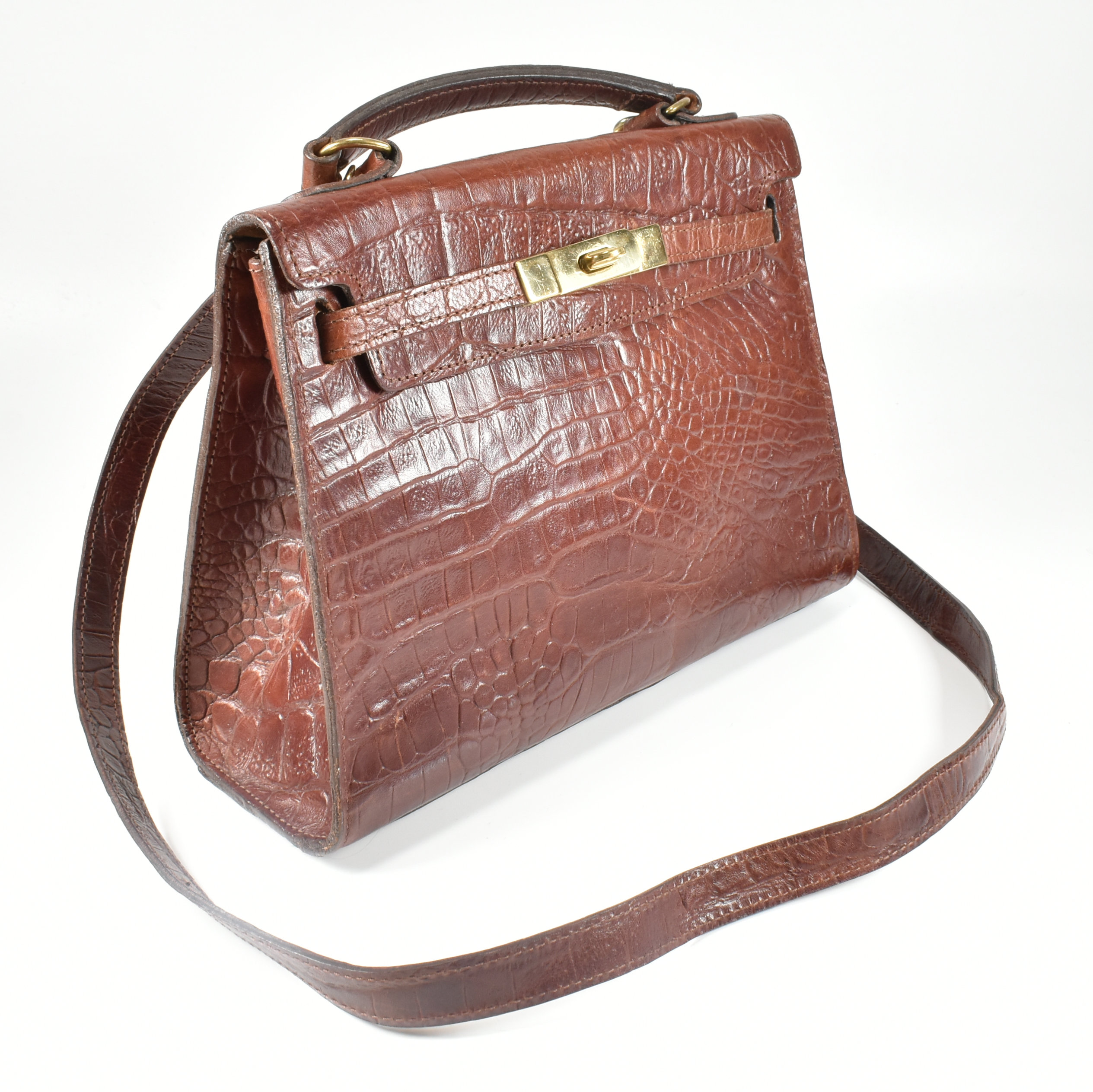 MULBERRY BROWN LEATHER KELLY BAG WITH CROSSBODY STRAP - Image 3 of 9