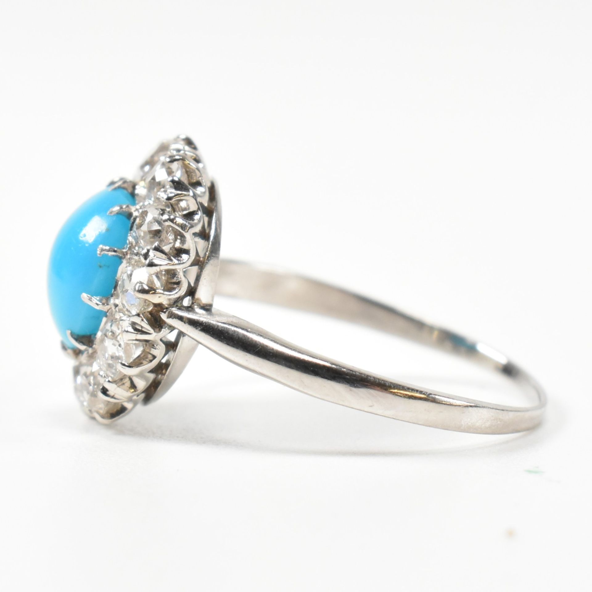 PLATINUM TURQUOISE & DIAMOND CLUSTER RING - Bild 7 aus 8