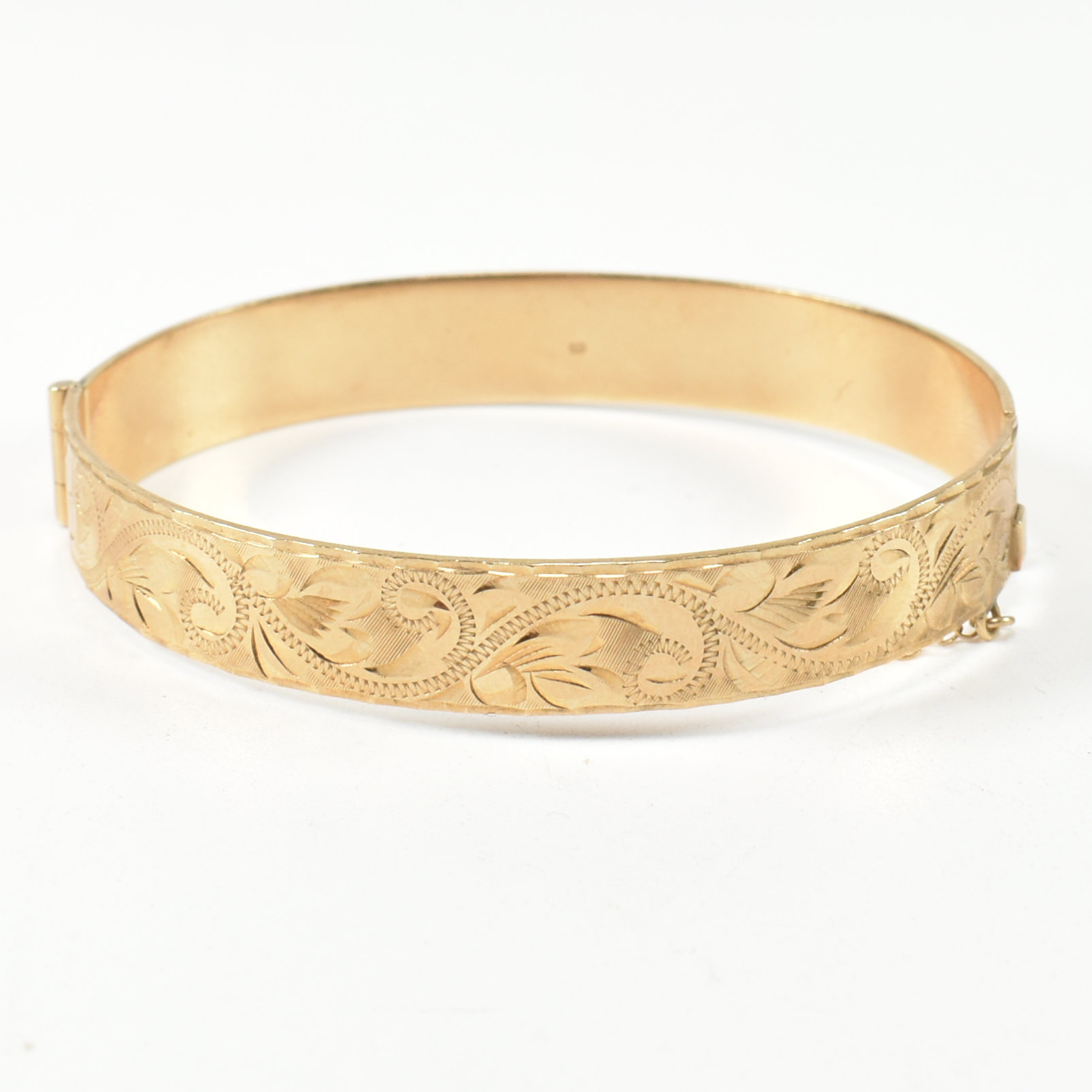 HALLMARKED 9CT GOLD HINGED BANGLE & A PAIR OF 9CT GOLD HOOP EARRINGS - Image 2 of 8