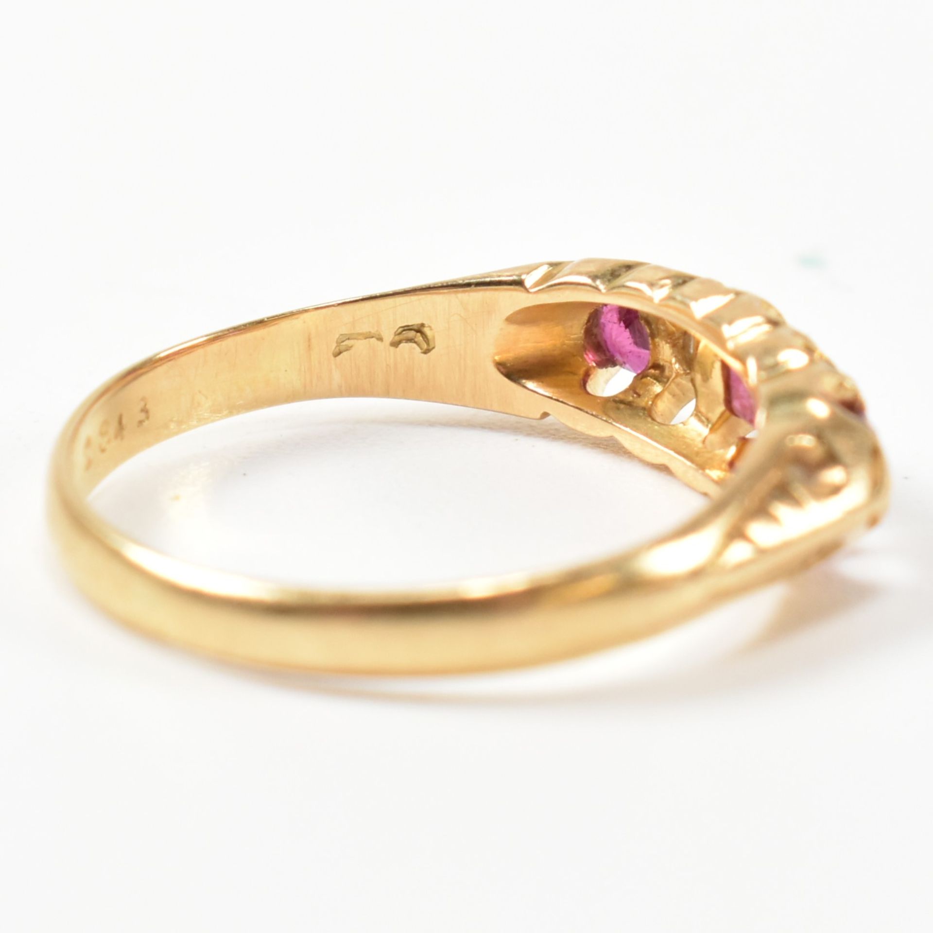 EARLY 20TH CENTURY HALLMARKED 18CT GOLD RUBY & DIAMOND GYPSY RING - Image 9 of 10