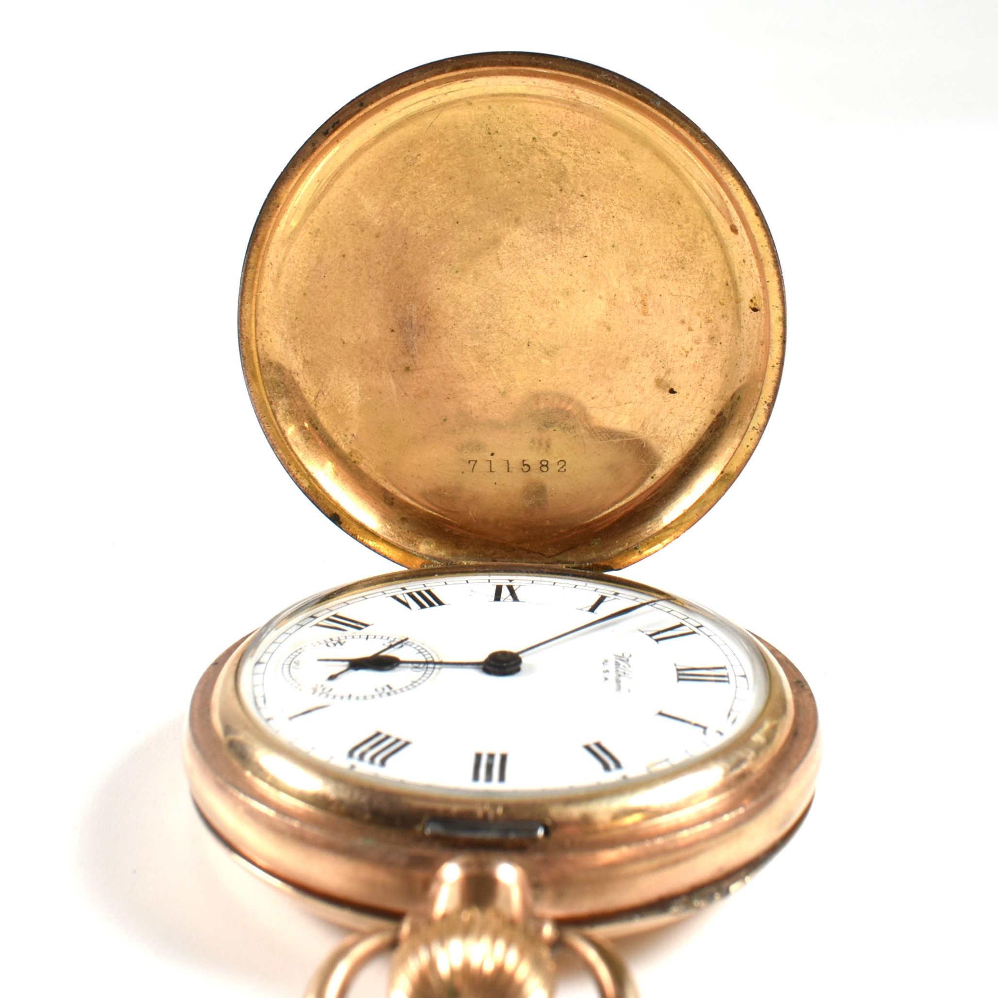 GOLD PLATED WALTHAM USA FULL HUNTER POCKET WATCH - Image 6 of 6