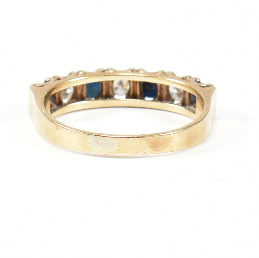 HALLMARKED 9CT GOLD SAPPHIRE & CZ HALF HOOP RING - Image 5 of 9