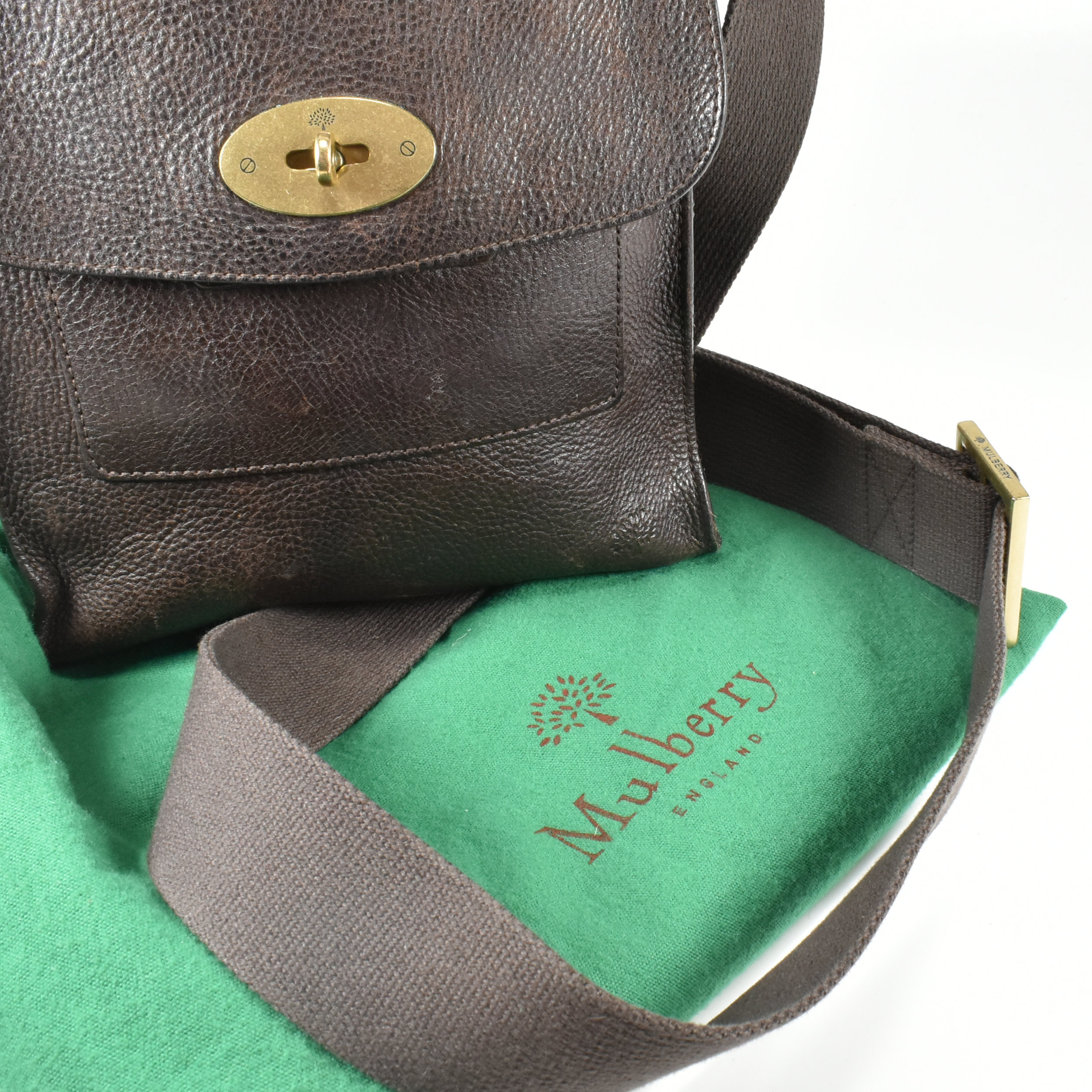 MULBERRY BROWN LEATHER ANTONY CROSSBODY BAG - Image 3 of 9