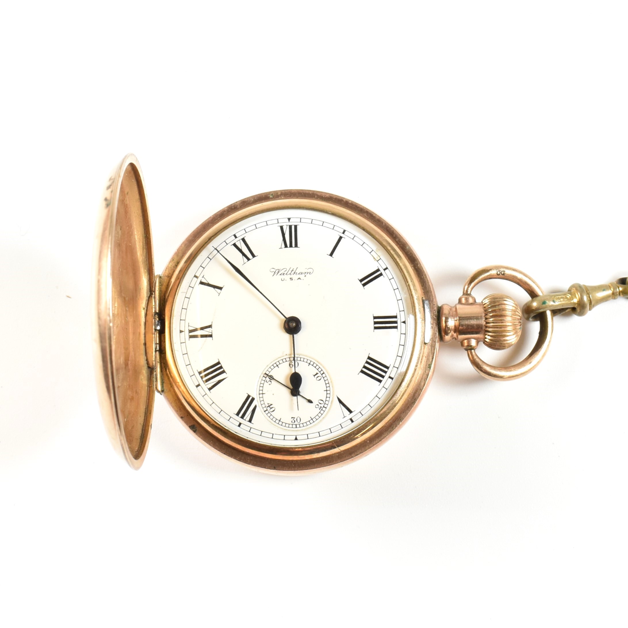 GOLD PLATED WALTHAM USA FULL HUNTER POCKET WATCH