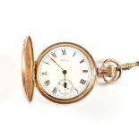 GOLD PLATED WALTHAM USA FULL HUNTER POCKET WATCH