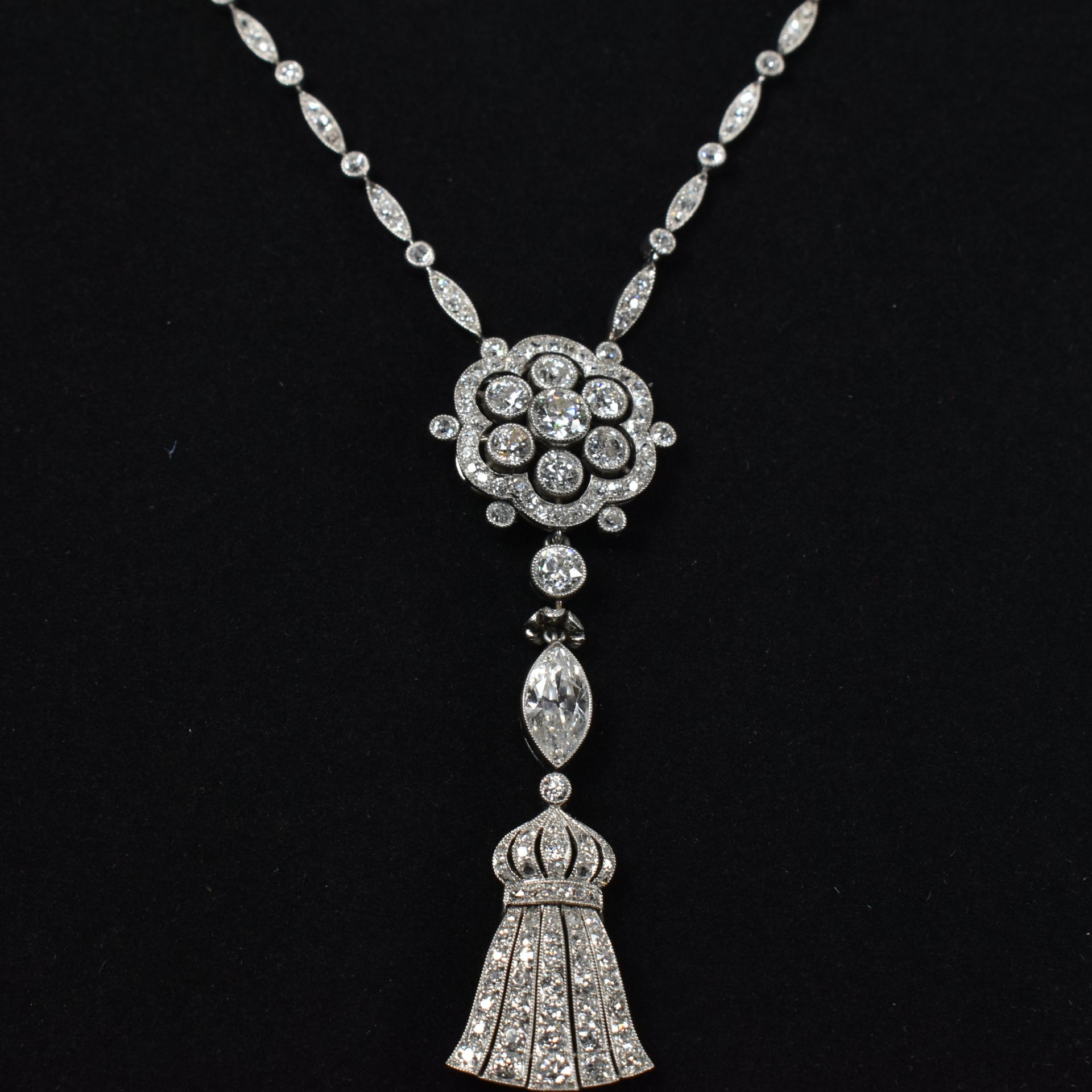 CASED EDWARDIAN PLATINUM & DIAMOND PENDANT NECKLACE - Bild 4 aus 9