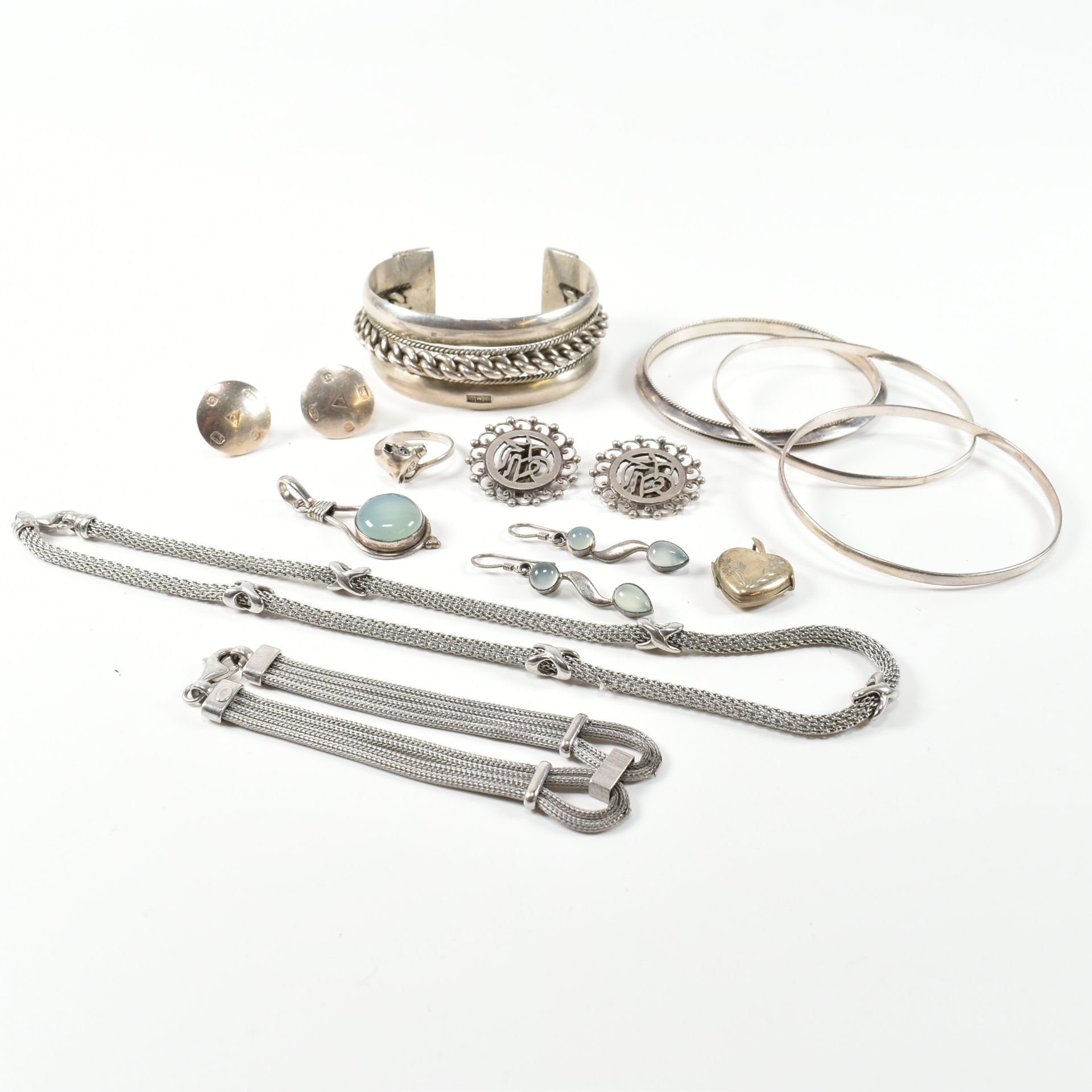 COLLECTION OF 925 SILVER & GEM SET JEWELLERY