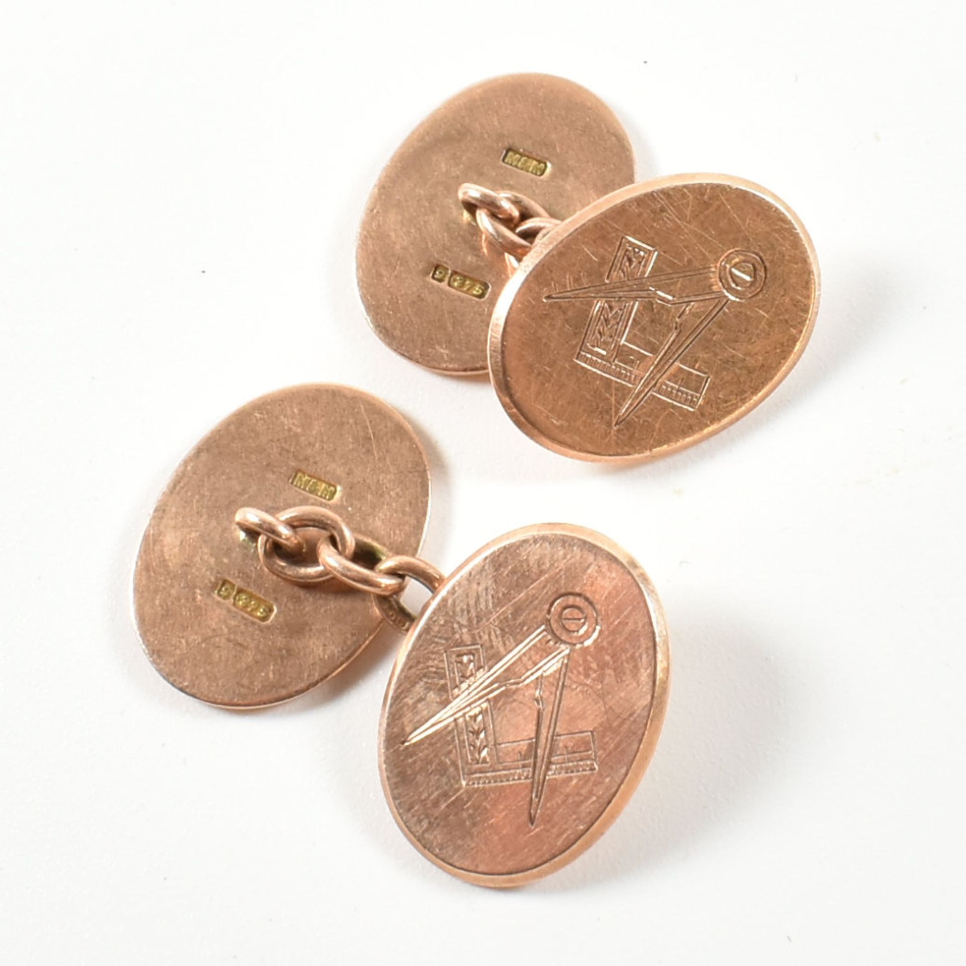 EARLY 20TH CENTURY HALLMARKED 9CT GOLD MASONIC CUFFLINKS - Image 3 of 5