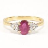 HALLMARKED 18CT GOLD RUBY & DIAMOND RING