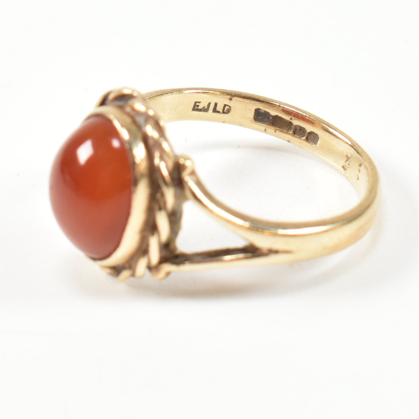 HALLMARKED 9CT GOLD & CARNELIAN CABOCHON RING - Image 6 of 7