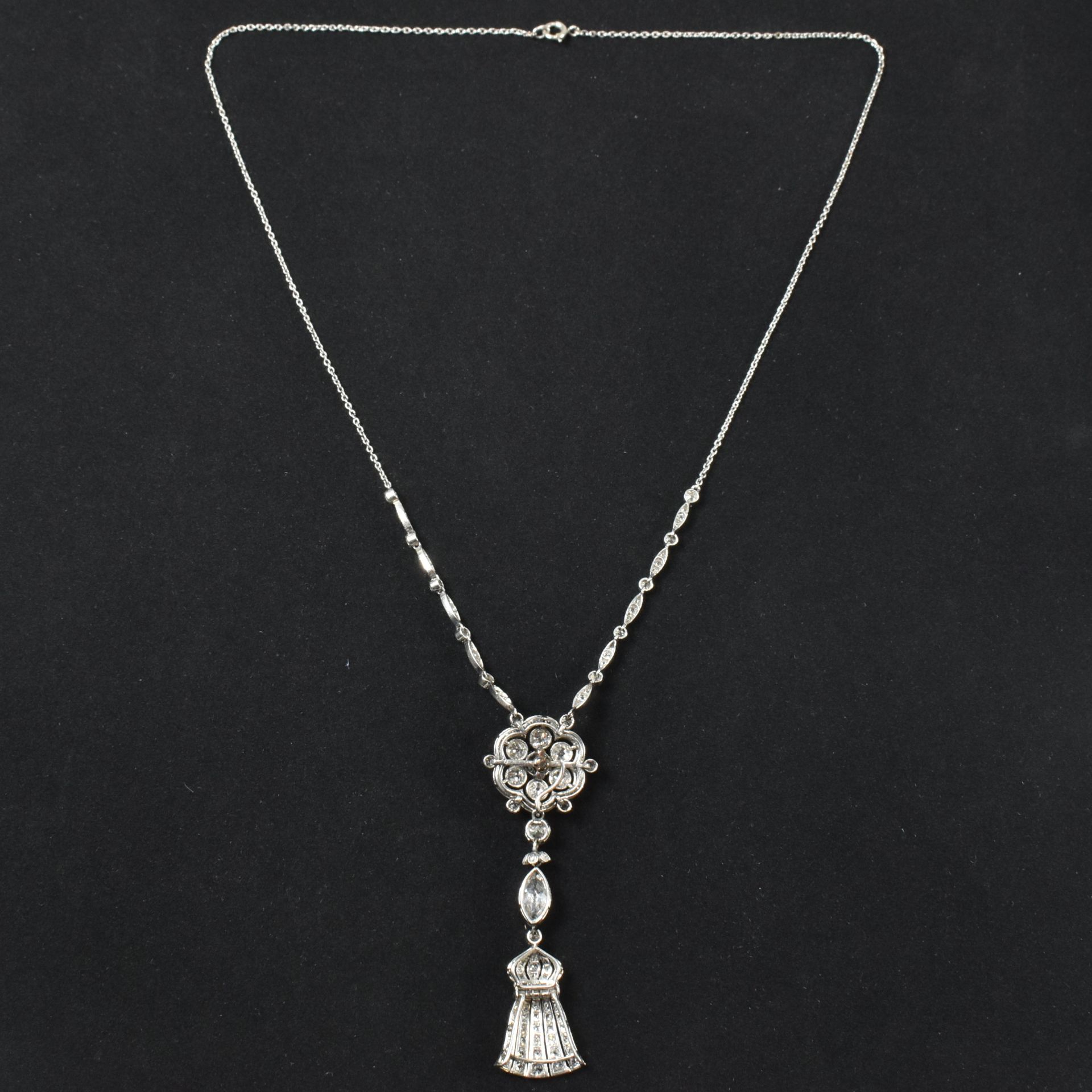 CASED EDWARDIAN PLATINUM & DIAMOND PENDANT NECKLACE - Bild 5 aus 9