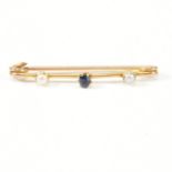 GOLD SAPPHIRE & PEARL BROOCH PIN