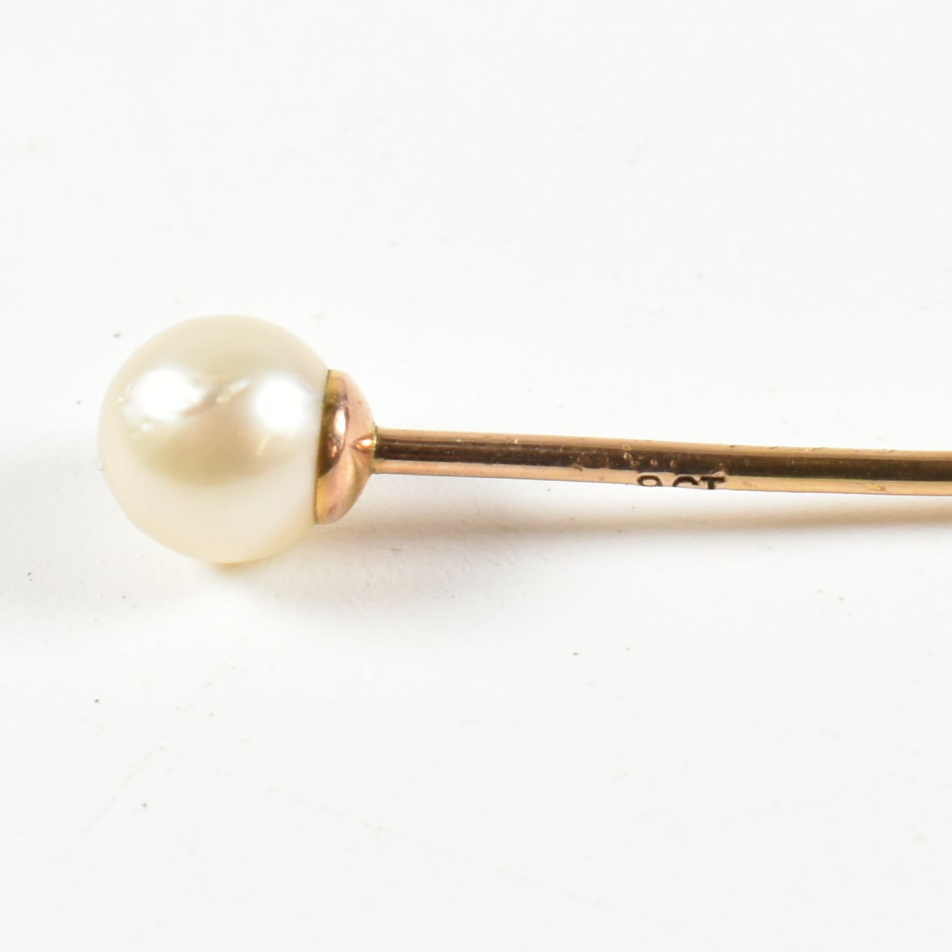 9CT GOLD & PEARL STICK PIN & TWO GOLD FILLED SERVICE MEDALS - Image 6 of 7