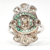 ART DECO PLATINUM EMERALD & DIAMOND RING