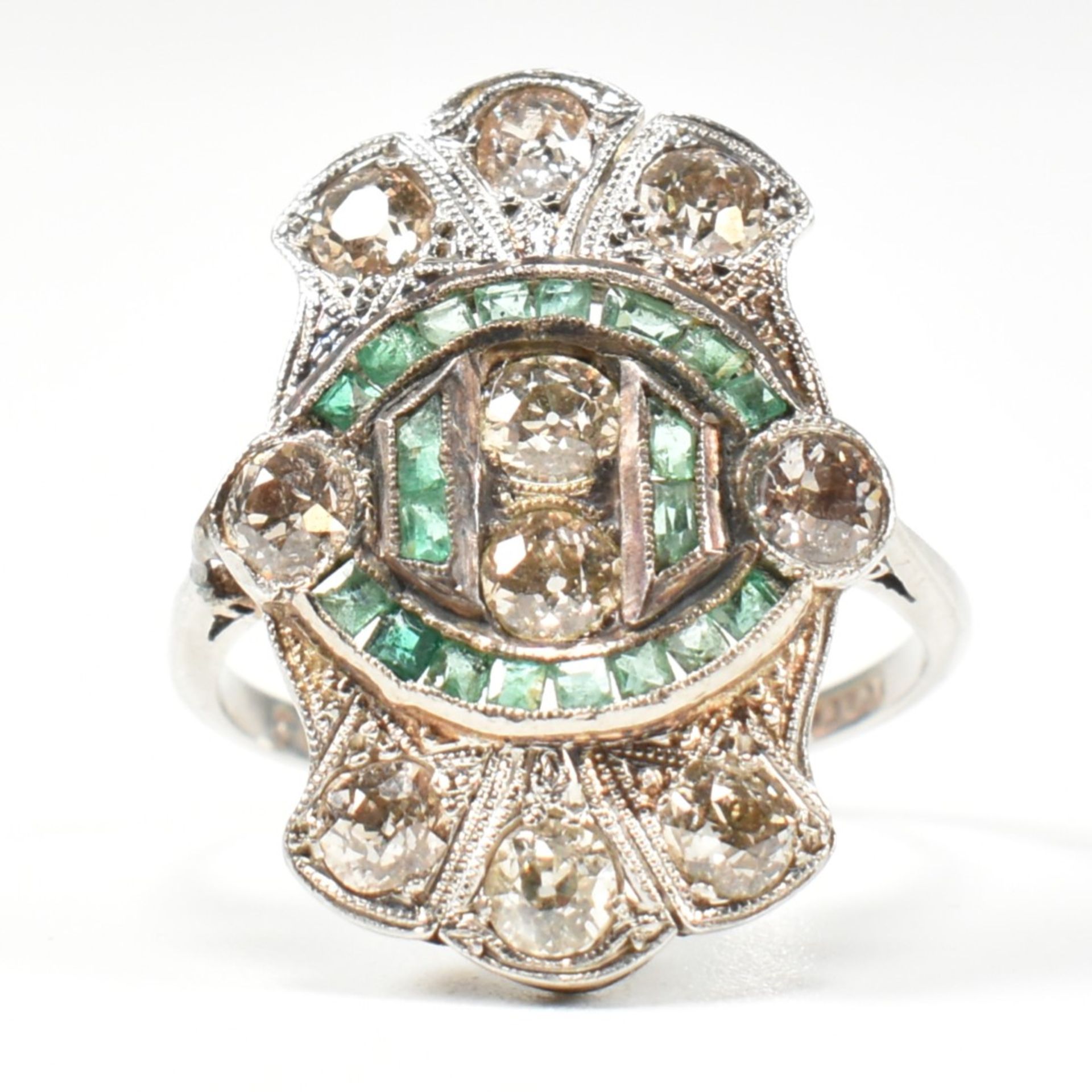 ART DECO PLATINUM EMERALD & DIAMOND RING