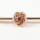 14CT GOLD & PASTE SWIRL BAR BROOCH PIN