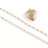 HALLMARKED 9CT GOLD CHAIN & 9CT B&F HEART LOCKET PENDANT