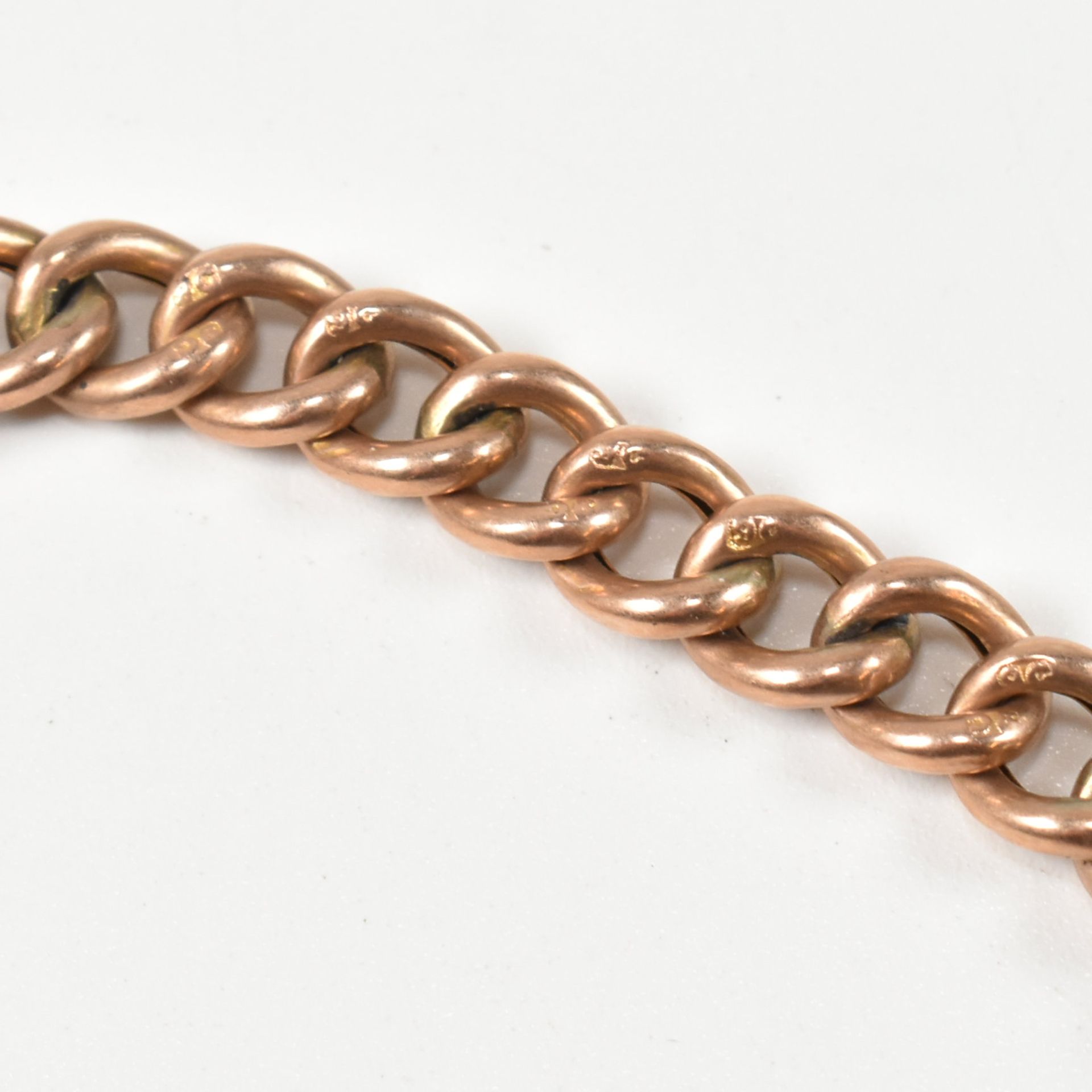 9CT ROSE GOLD HEART PADLOCK & CURB LINK CHAIN BRACELET - Image 5 of 6