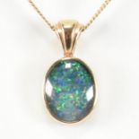 HALLMARKED 9CT GOLD & OPAL DOUBLET PENDANT NECKLACE