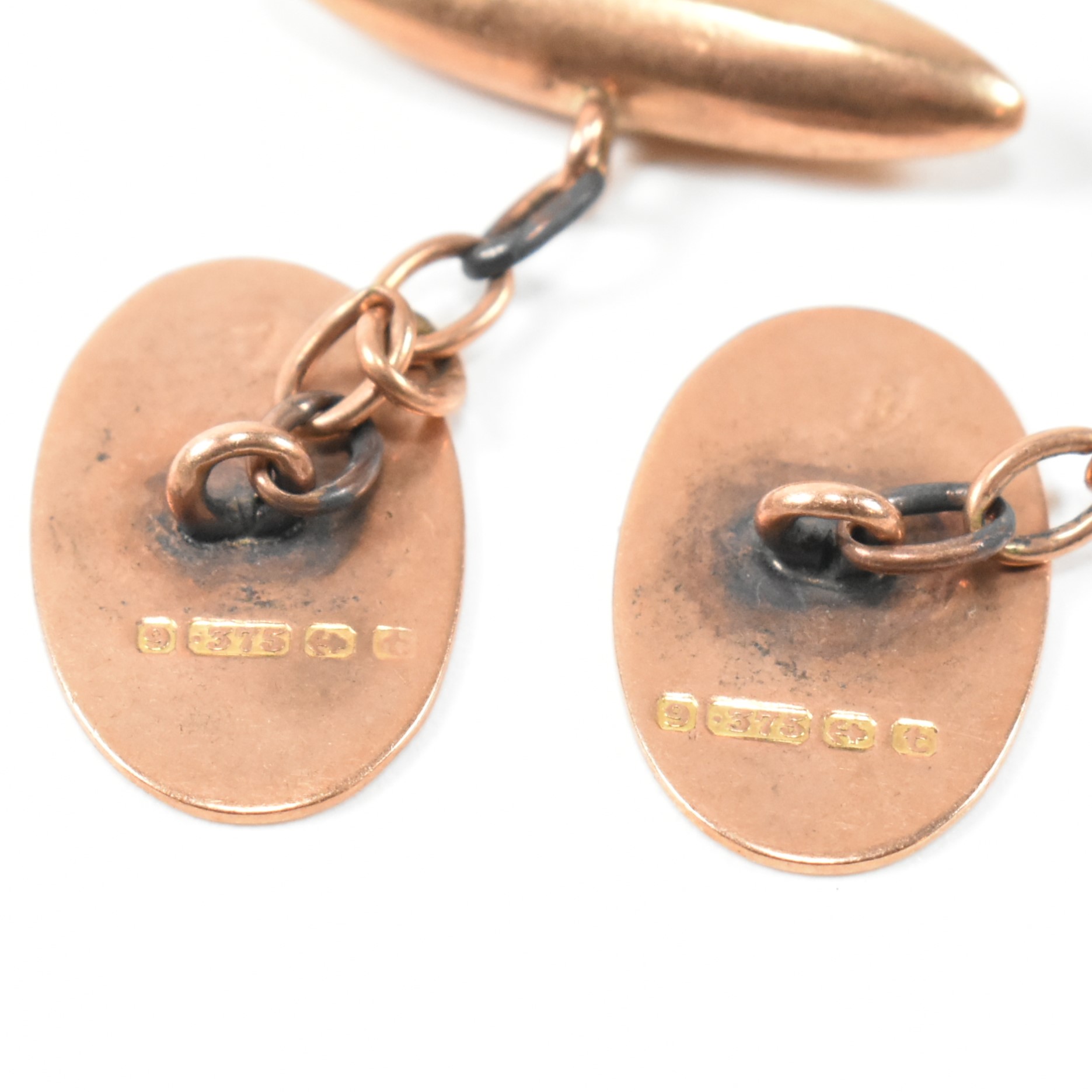 GEORGE V HALLMARKED 9CT GOLD CUFFLINKS - Image 3 of 3