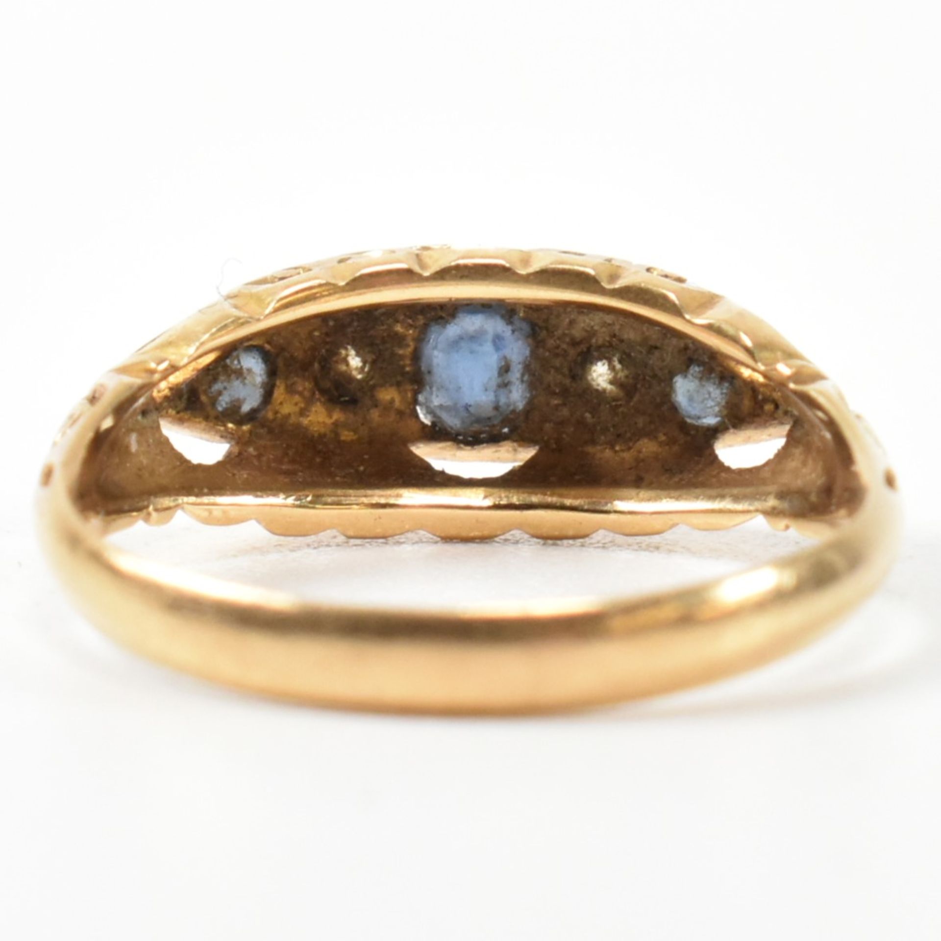 EDWARDIAN HALLMARKED 18CT GOLD SAPPHIRE & DIAMOND BOAT RING - Bild 3 aus 10