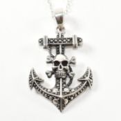 925 SILVER SKULL & ANCHOR PENDANT NECKLACE