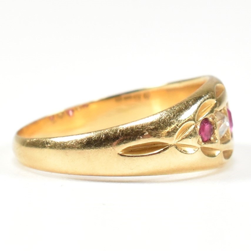 VICTORIAN HALLMARKED 18CT GOLD RUBY & DIAMOND GYPSY RING - Image 4 of 9