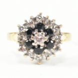 18CT GOLD SAPPHIRE & DIAMOND CLUSTER RING