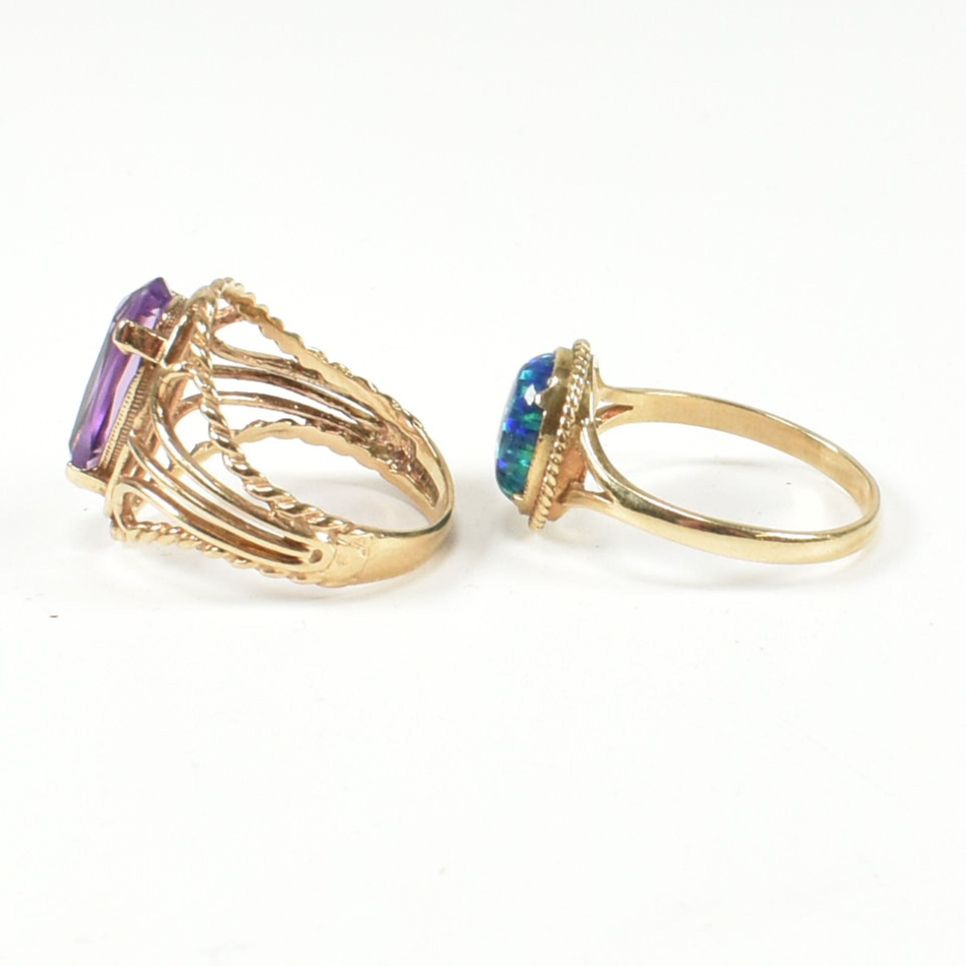 HALLMARKED 9CT GOLD & AMETHYST RING & HALLMARKED 9CT GOLD & SYNTHETIC OPAL RING - Bild 3 aus 8