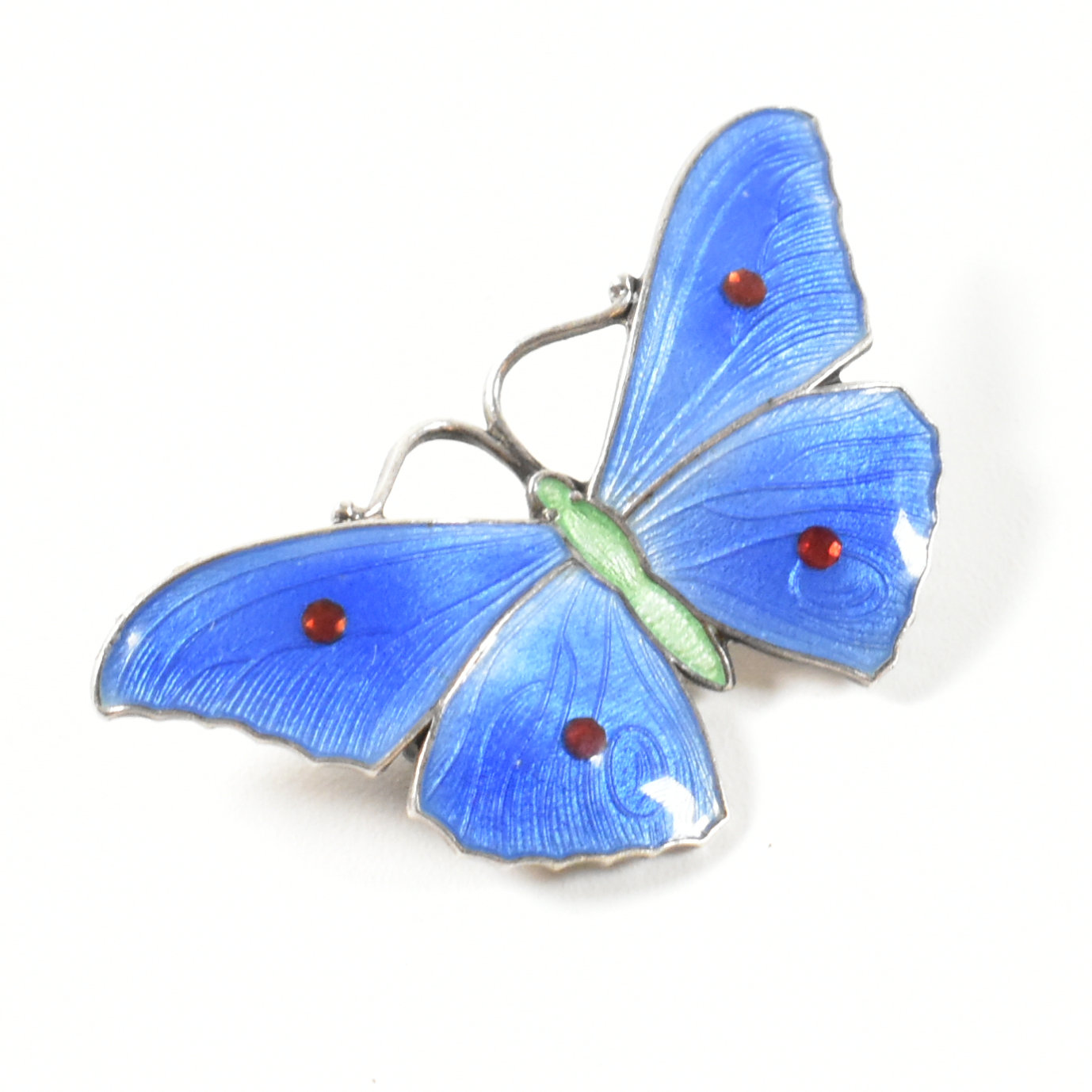 EARLY 20TH CENTURY J AITKIN & SON GUILLOCHE ENAMEL BUTTERFLY BROOCH PIN - Image 5 of 5